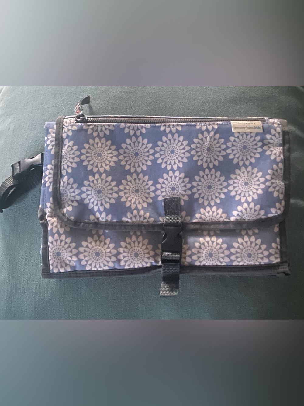 Pottery Barn Kids Portable Changing Station Diaper Clutch Blue Flower